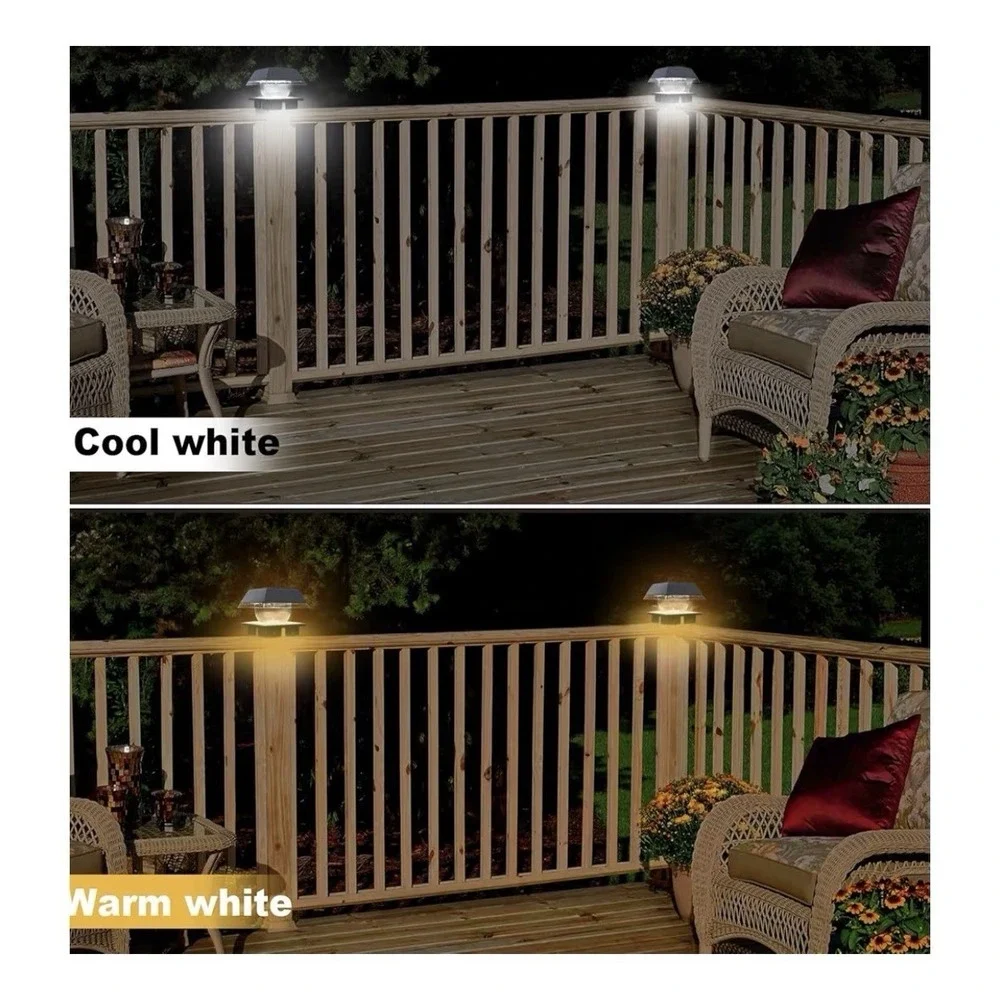 BRIGHTICONIC Solar Post Cap LED Light 2 Pack Black 120 Lumen Dual Mode IP65 New